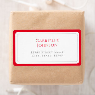 Étiquette Adresse de Retour Minimaliste Blanche et Rouge Cer