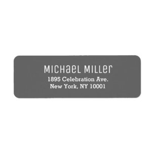 Étiquette Adresse de retour minimaliste moderne gris et blan