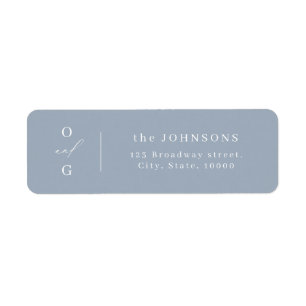 Étiquette Adresse de retour minimaliste monogramme bleu pous