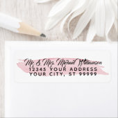 Étiquette Adresse de retour Moderne Aquarelle Pinceau rose (En situation)