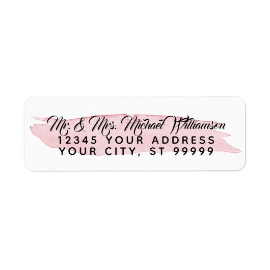 Étiquette Adresse de retour Moderne Aquarelle Pinceau rose (Devant)