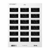 Étiquette Adresse de retour moderne avec mot "Hello" Noir & (Feuille entière)