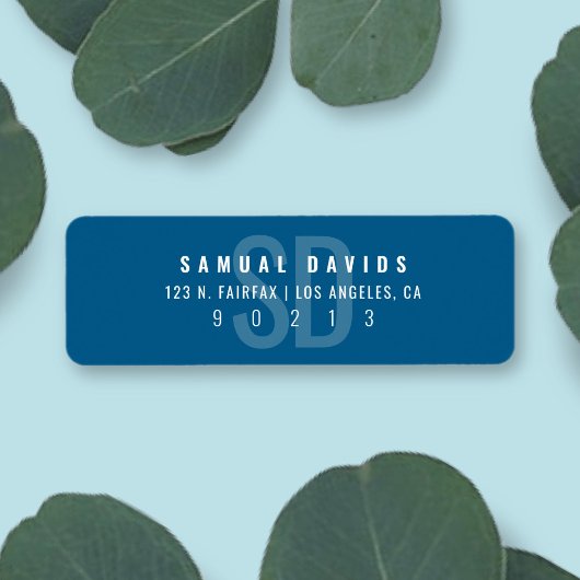 Étiquette Adresse de retour moderne Bold Blue Grey