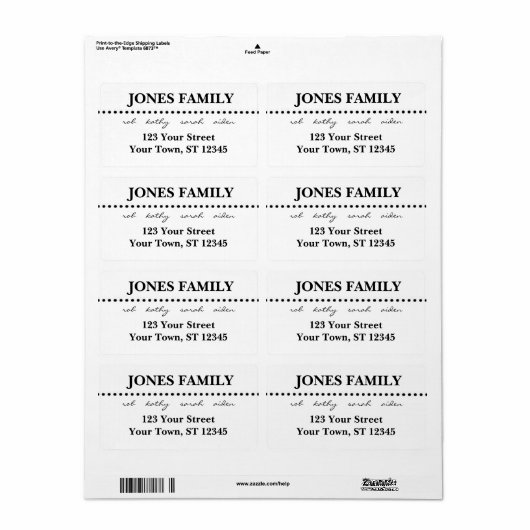 Étiquette Adresse de retour moderne lable (Feuille entière)