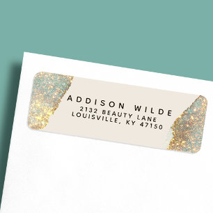 Étiquette Adresse de Retour Moderne Pailletée Glamour Hologr