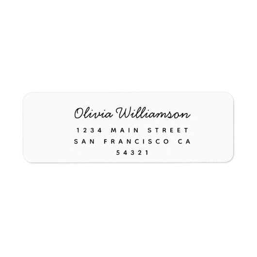 Étiquette Adresse de retour moderne Script simple minimal (Devant)