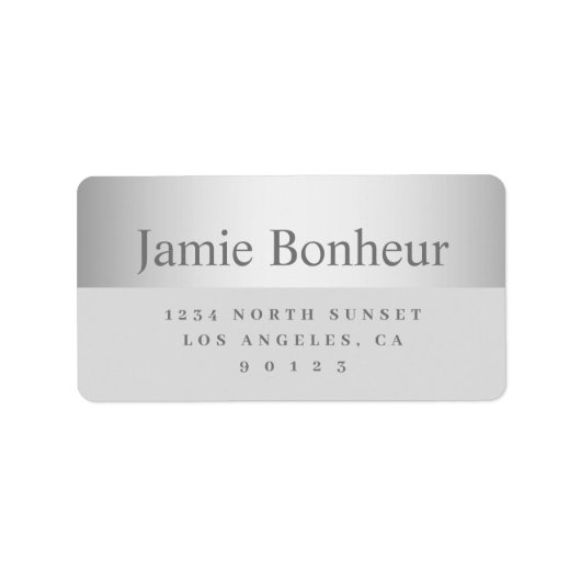 Étiquette Adresse de retour moderne Silver Look Grey (Devant)