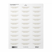 Étiquette Adresse de retour moderne simple or blanc (Feuille entière)