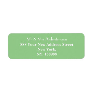 Étiquette Adresse de retour moderne verte et blanche avec éc