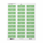 Étiquette Adresse de retour moderne verte et blanche avec éc (Feuille entière)