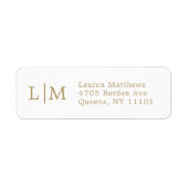 Étiquette Adresse de retour Monogram Business Gold (Devant)