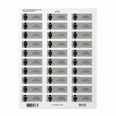 Étiquette Adresse de retour Monogramme blanc et noir (Feuille entière)