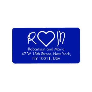 Étiquette Adresse de Retour Monogramme Coeur de Couple Migno