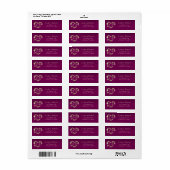 Étiquette Adresse de retour Monogramme Cœur - Prune (Feuille entière)