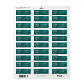 Étiquette Adresse de retour Monogramme Cœur - Sarcelle (Feuille entière)