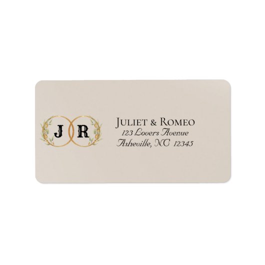 Étiquette Adresse de Retour Monogramme - Crème (Devant)