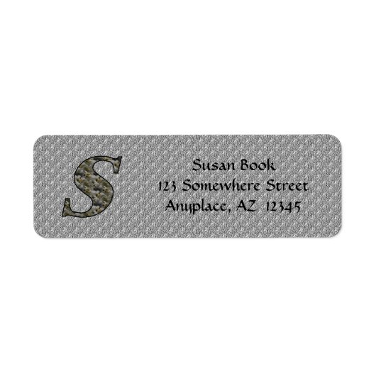 Étiquette adresse de retour Monogramme Initiale S  (Devant)
