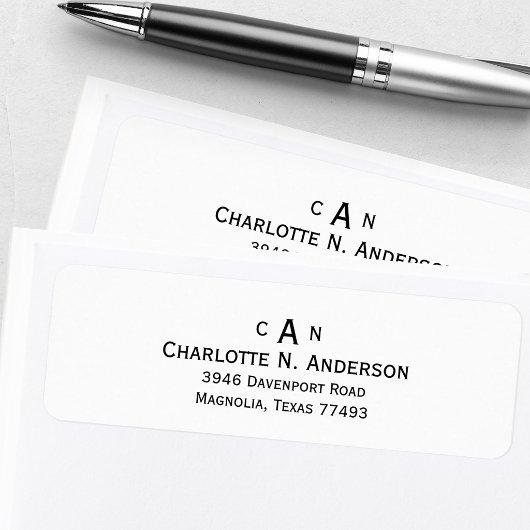 Étiquette Adresse de Retour Monogramme Moderne