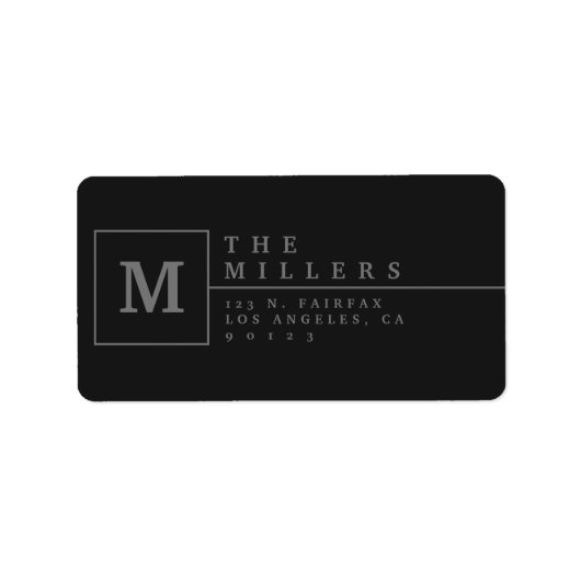 Étiquette Adresse de Retour Monogramme Moderne (Devant)