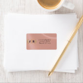 Étiquette Adresse de Retour Monogramme - Or Rose (En situation)