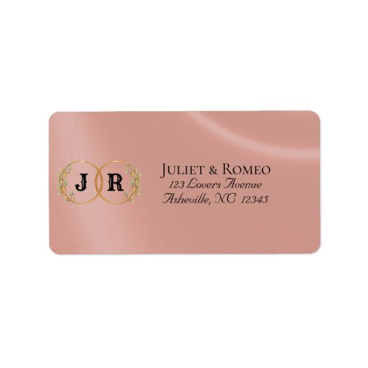 Étiquette Adresse de Retour Monogramme - Or Rose (Devant)