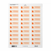 Étiquette Adresse de retour monogramme orange gras (Feuille entière)