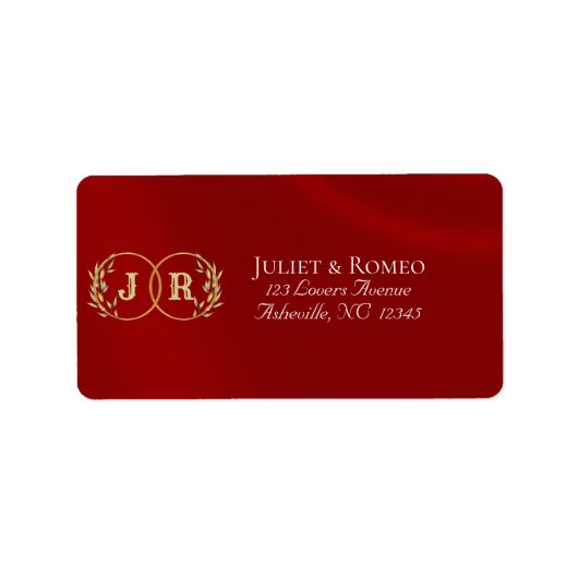 Étiquette Adresse de Retour Monogramme - Rouge (Devant)
