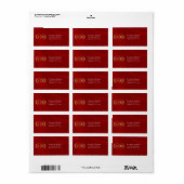 Étiquette Adresse de Retour Monogramme - Rouge (Feuille entière)