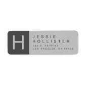 Étiquette Adresse de Retour Monogrammée Grise (Devant)