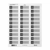 Étiquette Adresse de Retour Monogrammée Grise (Feuille entière)