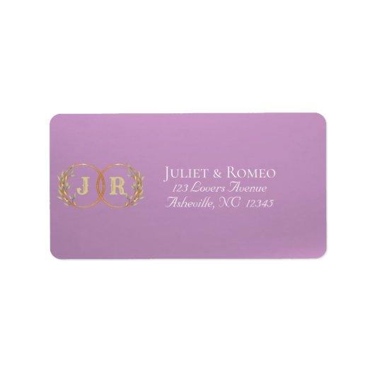 Étiquette Adresse de retour monogrammée - Lavande (Devant)