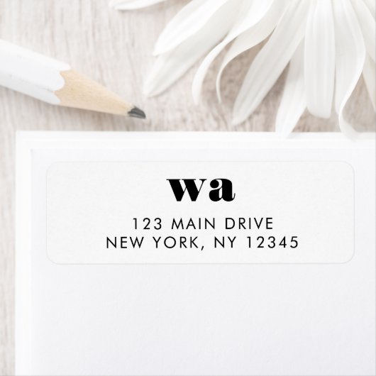 Étiquette Adresse de retour Monogrammes Initiales Rétro mini (En situation)