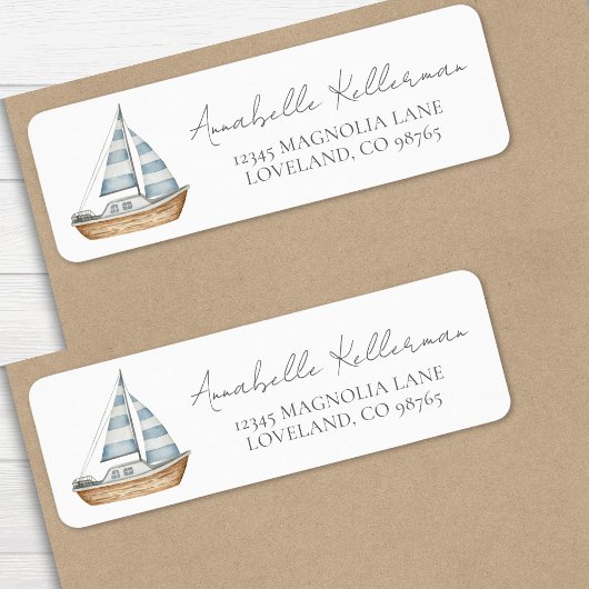 Étiquette Adresse de Retour Nautique Simple