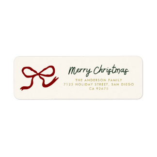 Étiquette Adresse de retour Noël Nœud
