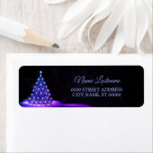 Étiquette Adresse de retour Noël Rose Bleu Hiver Noir (En situation)