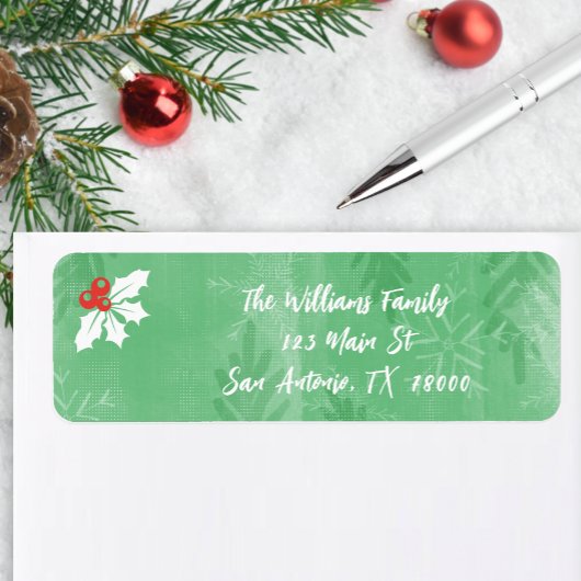 Étiquette Adresse de retour Noël vert