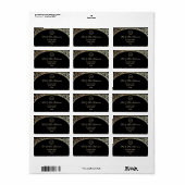 Étiquette Adresse de retour noir et or chic (Feuille entière)