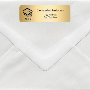 Étiquette Adresse de retour or du capot de diplôme