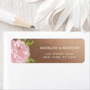 Étiquette Adresse de retour or du Rose Vintage Rose