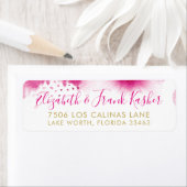 Étiquette ADRESSE DE RETOUR or jolie couleur rose foncé (En situation)