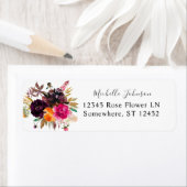 Étiquette Adresse de retour Orange, Hot Pink & Purple Floral (En situation)