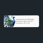 Étiquette Adresse de retour Peacock<br><div class="desc">Ajoutez une touche d'élégance royale à votre correspondance avec nos étiquettes d'adresse de retour aquarelle, avec un paon d'une majestueuse majesté aux tons vifs de bleu royal, vert et violet dressé contre un arrière - plan blanc immaculé. Personnalisez sans effort ces étiquettes avec votre nom et votre adresse de rue...</div>