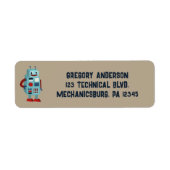 Étiquette Adresse de retour personnalisée du robot rétro (Devant)