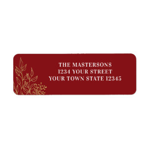 Étiquette Adresse de retour personnalisée Red Gold Foliing 