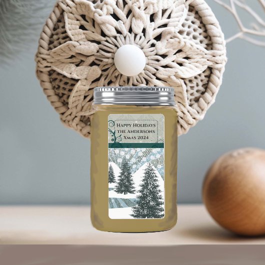 Étiquette Adresse de Retour Pin Tree Snow Gray Dam