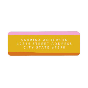 Étiquette Adresse de retour Pink Brown Large Abstrait Stripe