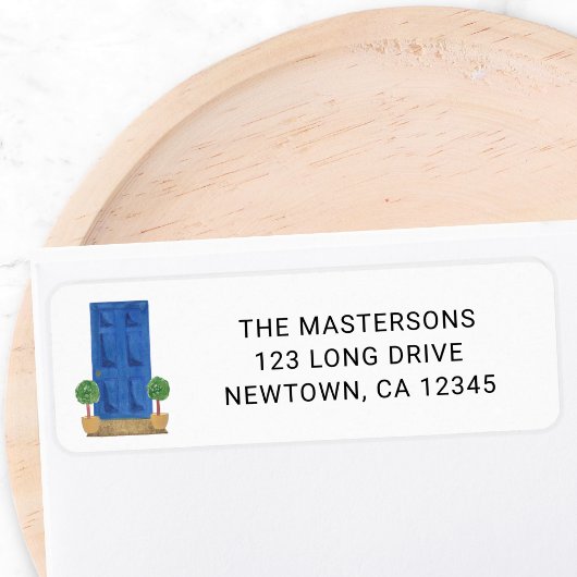 Étiquette Adresse de Retour Porte Bleue