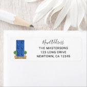 Étiquette Adresse de Retour Porte Bleue (En situation)