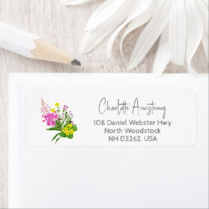 Étiquette Adresse de Retour pour Baby Shower Fleur Sauvage J