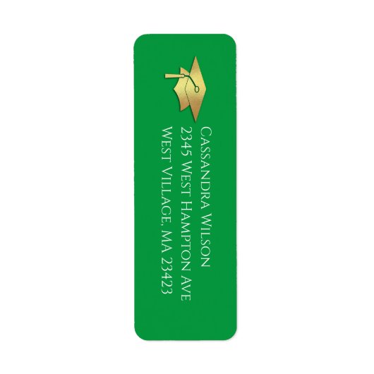 Étiquette Adresse de Retour pour la Remise des Diplômes Vert (Devant)